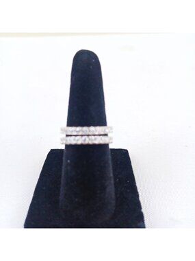 Sterling Silver Cubic Zirconia Double Band Eternity Ring Size 4 Dainty